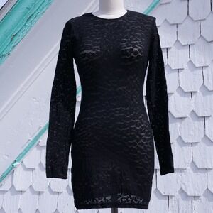 Modern Wolford black cheetah print mesh body con mini dress
